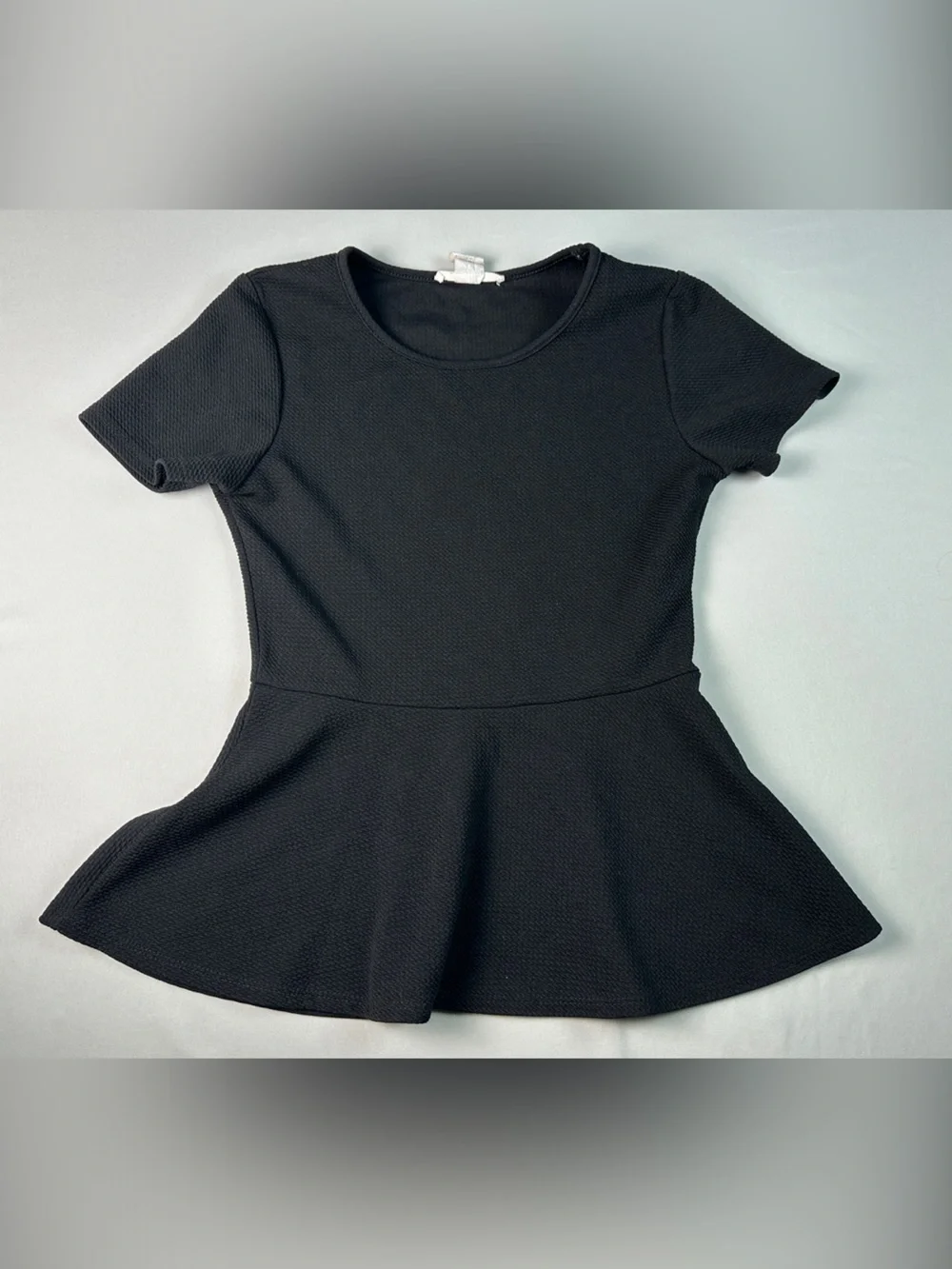 Caution To The Wind Women’s Black Short-Sleeve Peplum Shirt Top